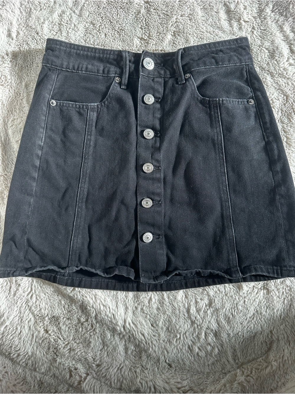 American Eagle Outfitters Black Button-Down Mini Skirt